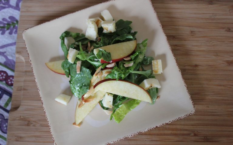 Apples & Halloom Salad with Apple Cider Vinaigrette