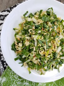 A combination of bitter greens and seasoning makes a tasty Bok Choy Salad