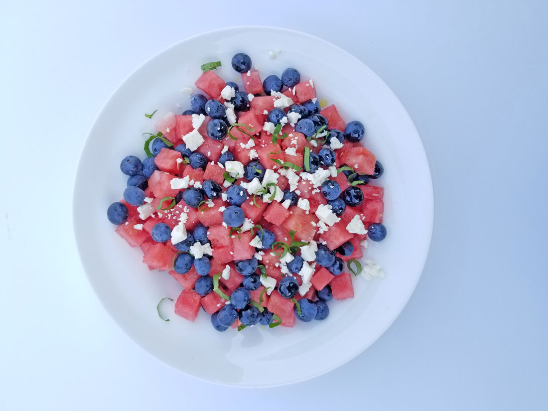 Watermelon, Blueberry, Mint and Feta Salad