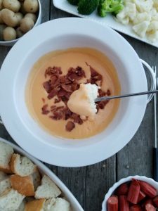 Cheddar Cheese and bacon come together to create a memorable fondue