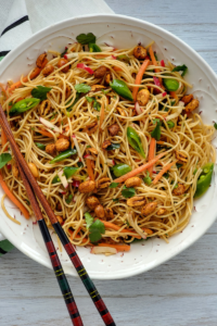 Asian Noodle Salad with Spicy Nuts