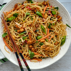 Asian Noodle Salad with Spicy Nuts