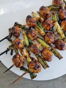Grill Mushroom and Green Onion Kabobs
