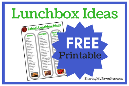 Free Lunchbox Ideas List