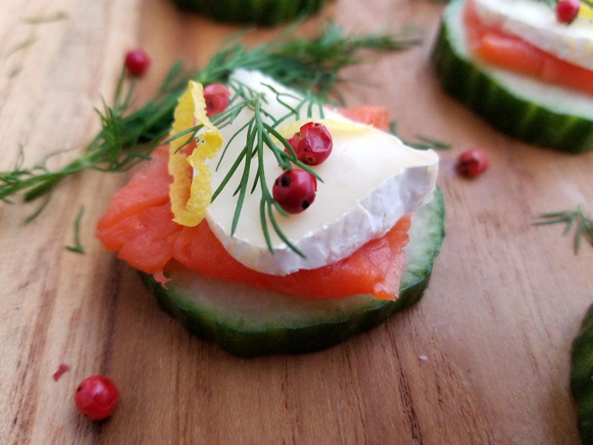 Smoked Salmon on Cucumber Rounds