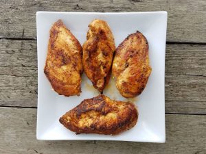 Seared chicken breasts for tacos