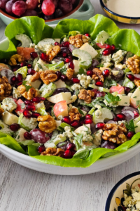 Waldorf salad with candied walnuts and pomegranates